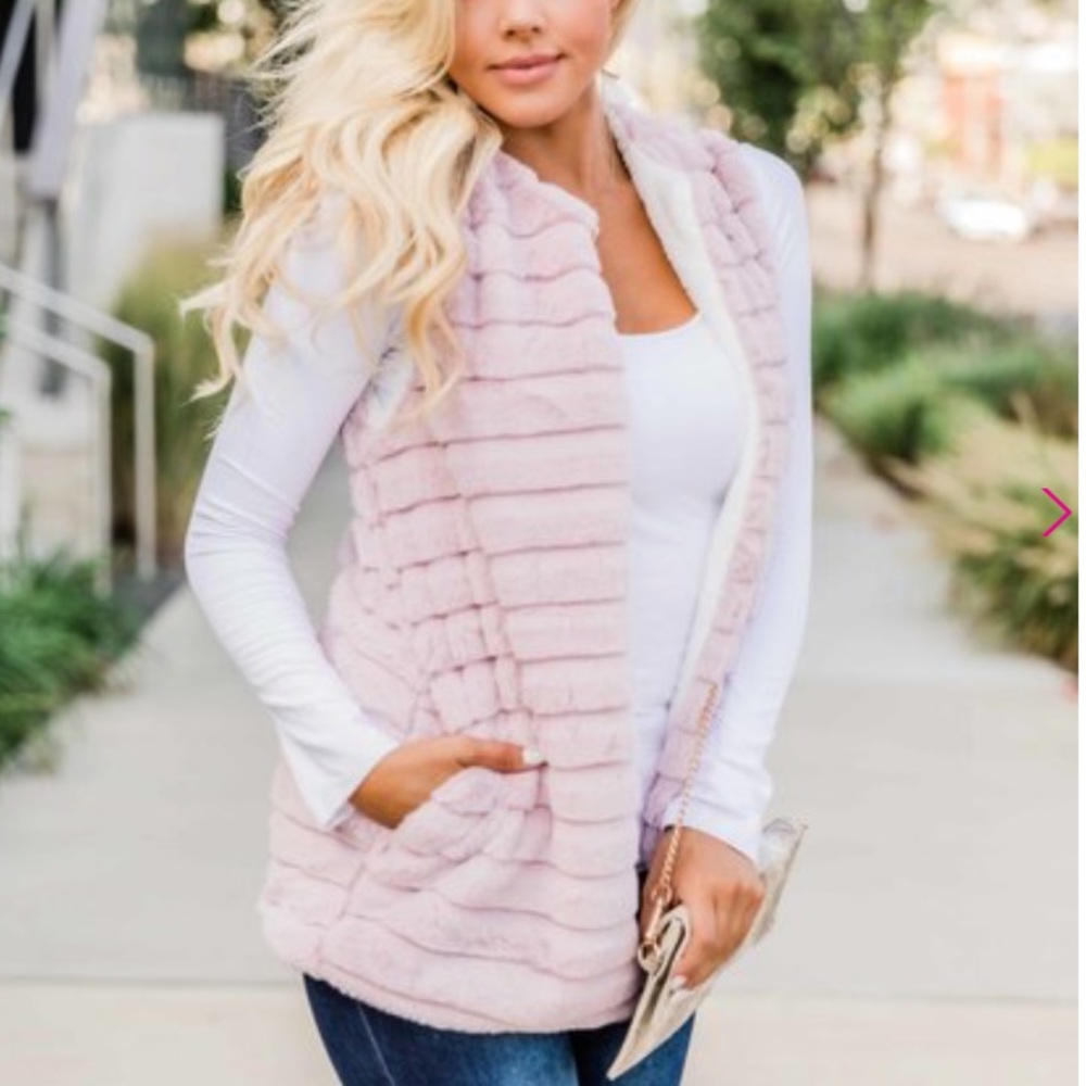 Pink Lily Boutique Faux Fur Vest - Mauve Pink